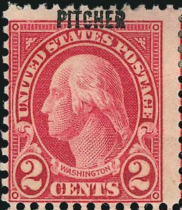 George Washington, overprinted Pitcher