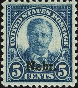 Theodore Roosevelt, overprinted Nebr.