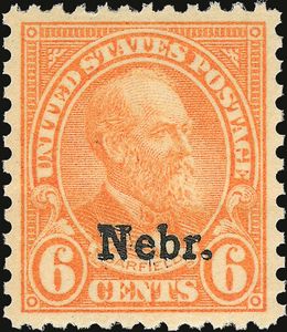James A. Garfield, overprinted Nebr.
