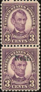 Abraham Lincoln, overprinted Nebr.