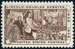 Lincoln and Stephen A. Douglas Debating by Beale