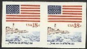 ...From sea to shining sea - Flag and lighthouse - Pair