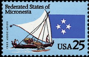 Micronesian Outrigger Canoe and Flag