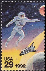Russian Cosmonaut and Space Shuttle