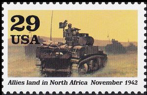 Tank in desert (Allies land in North Africa, Nov.)