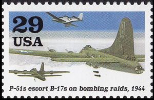 P-51s Escorts B-17s on bombing raids