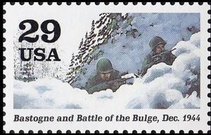 Soldiers in snow (Bastogne and Battle of the Bulge, Dec.)