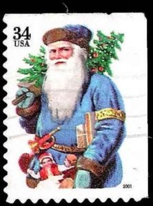 Santa with Blue Cape - black USA