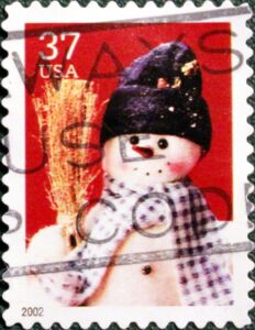 Snowman with Blue Plaid Scarf