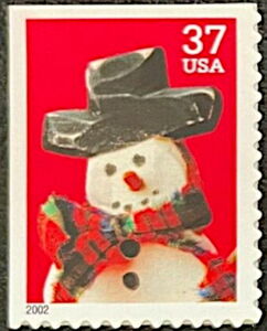 Snowman with Red & Green Plaid Scarf