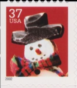 Snowman with Red & Green Plaid Scarf