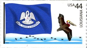 Louisiana flag, Brown Pelican (Pelecanus occidentalis)