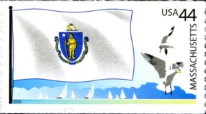 Massachusetts flag, Ring-billed Gull (Larus delawarensis)