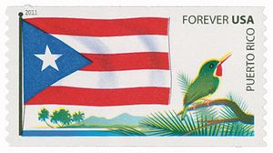Puerto Rico Flag, Puerto Rican Tody (Todus mexicanus)