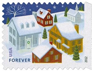 Snow-covered buildings
