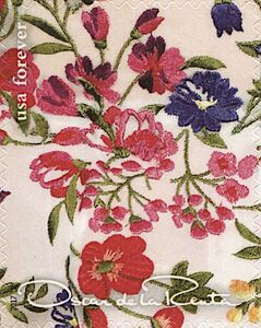 Oscar de la Renta - red & blue flower design