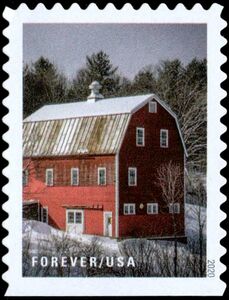 Barn Covered in Snow