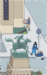United States Postal Service, 250 Years, Post rider statue